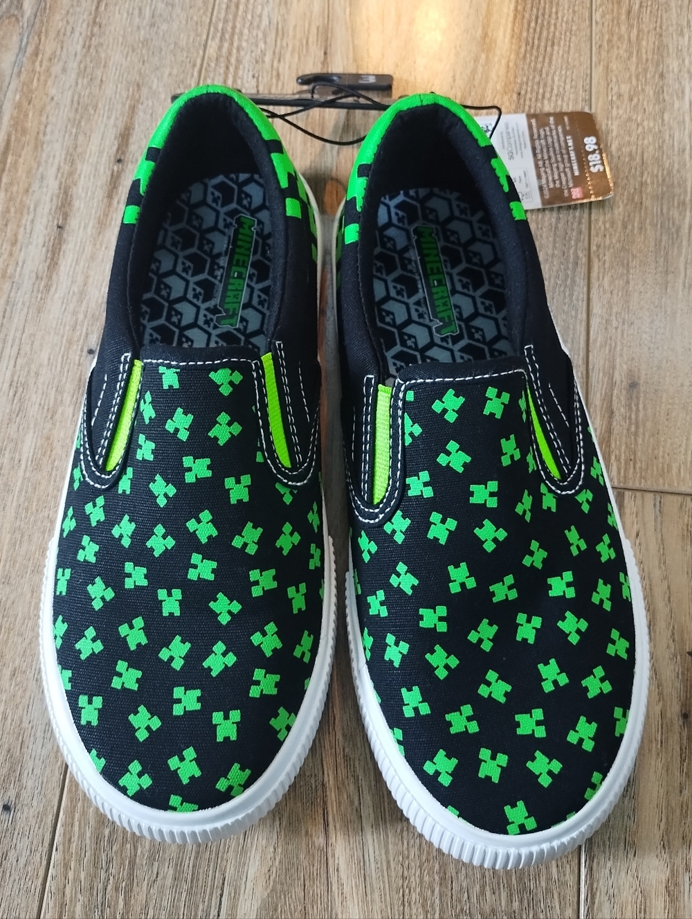 Kids' Slip-On Sneakers in Black & Neon Green